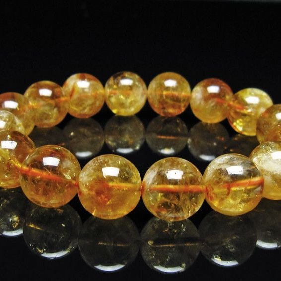 シトリン ブレスレット 虹入り 14mm シトリンクォーツ ブレスメール便可 一点物 111-50390