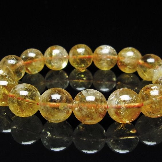 シトリン ブレスレット 虹入り 12mm シトリンクォーツ ブレスメール便可 一点物 111-50392