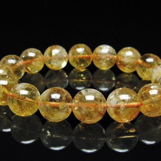シトリン ブレスレット 虹入り 12mm シトリンクォーツ ブレスメール便可 一点物 111-50392