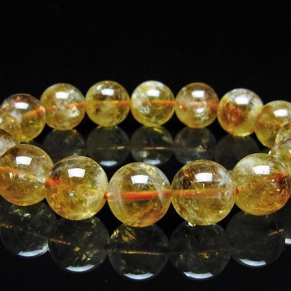 シトリン ブレスレット 虹入り 12mm シトリンクォーツ ブレスメール便可 一点物 111-50393