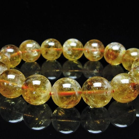 シトリン ブレスレット 虹入り 12mm シトリンクォーツ ブレスメール便可 一点物 111-50393