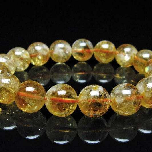 シトリン ブレスレット 虹入り 12mm シトリンクォーツ ブレスメール便可 一点物 111-50394