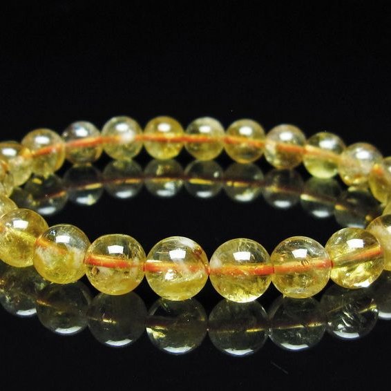 シトリン ブレスレット 虹入り 8mm シトリンクォーツ ブレスメール便可 一点物 111-50405