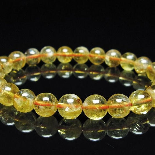 シトリン ブレスレット 虹入り 8mm シトリンクォーツ ブレスメール便可 一点物 111-50405