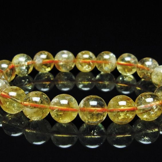 シトリン ブレスレット 虹入り 10mm シトリンクォーツ ブレスメール便可 一点物 111-50412