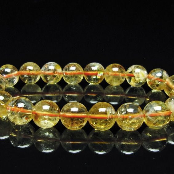 シトリン ブレスレット 虹入り 10mm シトリンクォーツ ブレスメール便可 一点物 111-50413
