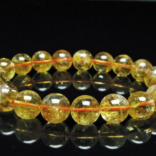 シトリン ブレスレット 虹入り 10mm シトリンクォーツ ブレスメール便可 一点物 111-50414