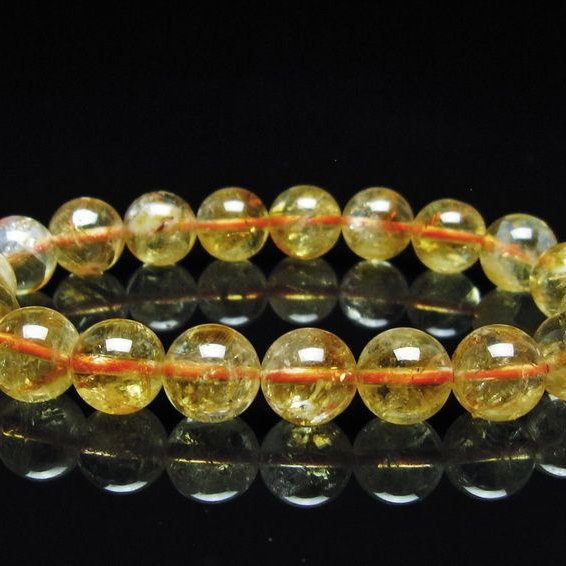 シトリン ブレスレット 虹入り 10mm シトリンクォーツ ブレスメール便可 一点物 111-50415