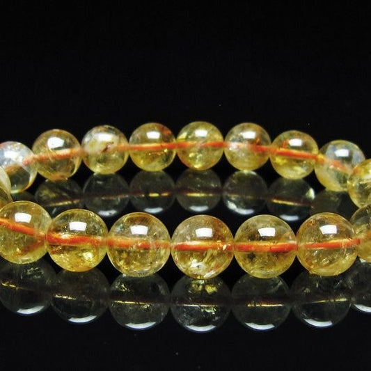 シトリン ブレスレット 虹入り 10mm シトリンクォーツ ブレスメール便可 一点物 111-50415
