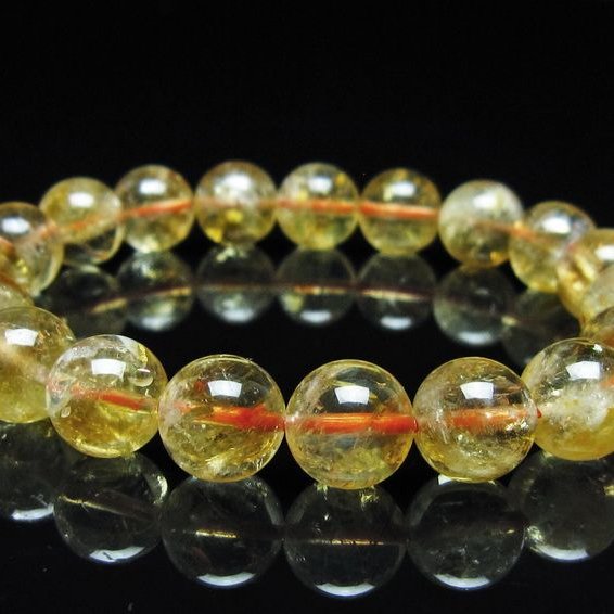 シトリン ブレスレット 虹入り 11mm シトリンクォーツ ブレスメール便可 一点物 111-50419