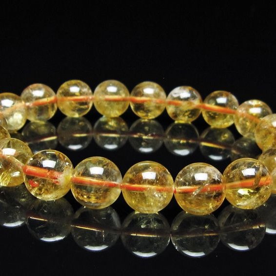 シトリン ブレスレット 虹入り 11mm シトリンクォーツ ブレスメール便可 一点物 111-50421