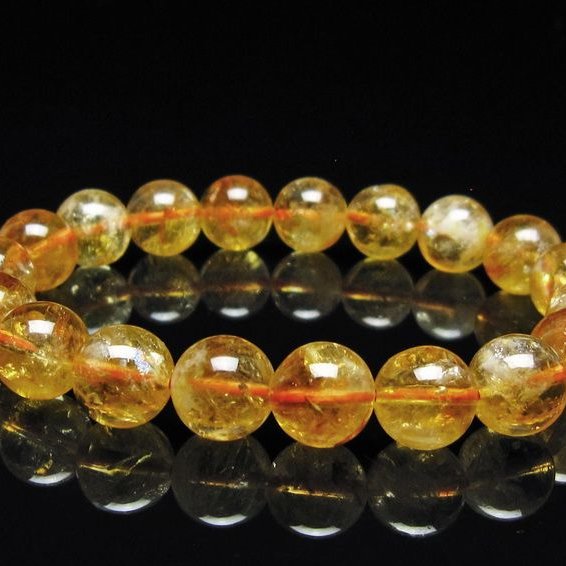 シトリン ブレスレット 虹入り 10mm シトリンクォーツ ブレスメール便可 一点物 111-50422