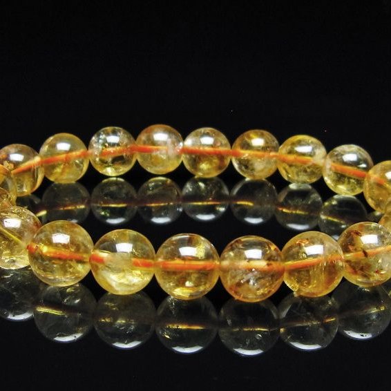 シトリン ブレスレット 虹入り 10mm シトリンクォーツ ブレスメール便可 一点物 111-50423