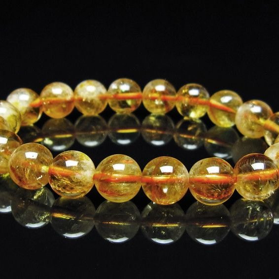 シトリン ブレスレット 虹入り 10mm シトリンクォーツ ブレスメール便可 一点物 111-50424
