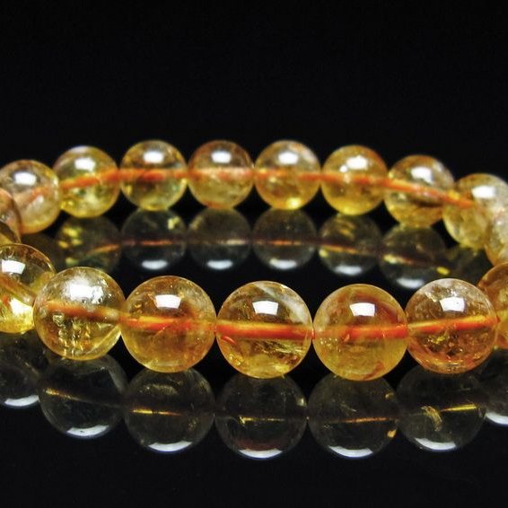 シトリン ブレスレット 虹入り 10mm シトリンクォーツ ブレスメール便可 一点物 111-50426