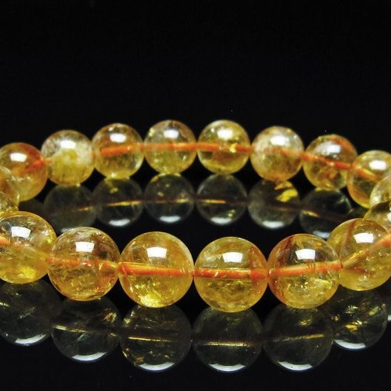 シトリン ブレスレット 虹入り 11mm シトリンクォーツ ブレスメール便可 一点物 111-50430