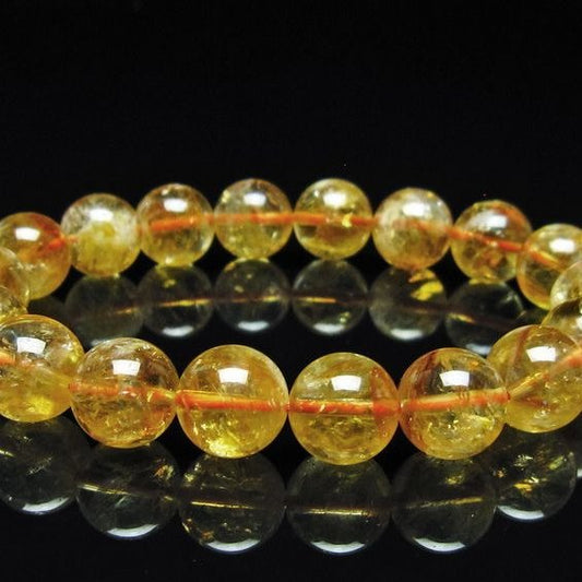 シトリン ブレスレット 虹入り 11mm シトリンクォーツ ブレスメール便可 一点物 111-50430
