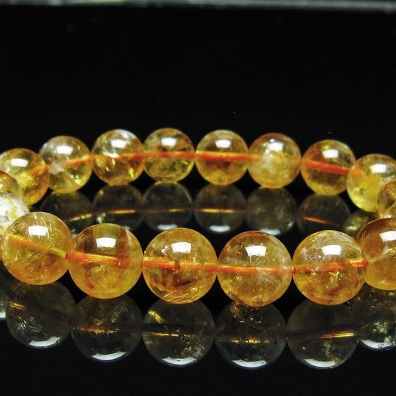 シトリン ブレスレット 虹入り 11mm シトリンクォーツ ブレスメール便可 一点物 111-50431