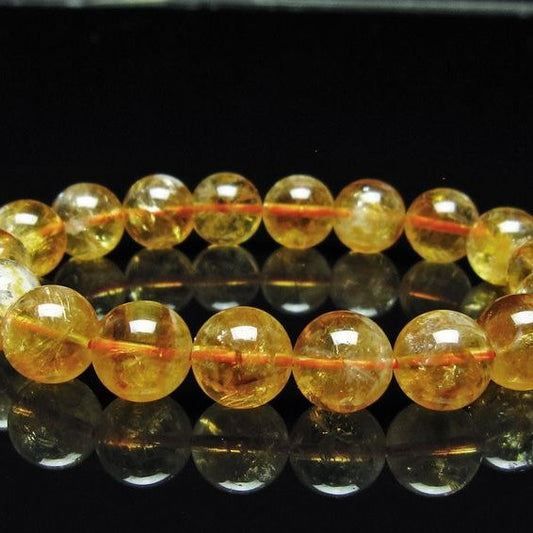 シトリン ブレスレット 虹入り 11mm シトリンクォーツ ブレスメール便可 一点物 111-50431