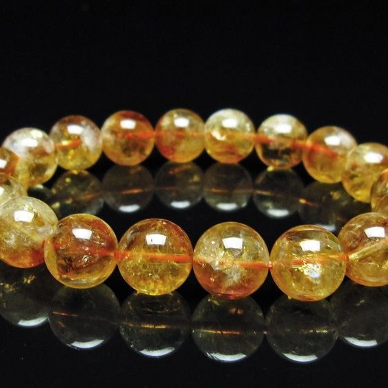 シトリン ブレスレット 虹入り 11mm シトリンクォーツ ブレスメール便可 一点物 111-50433