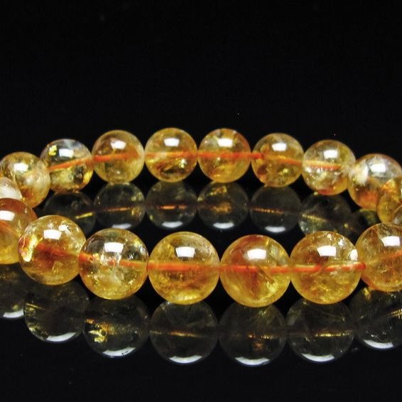 シトリン ブレスレット 虹入り 11mm シトリンクォーツ ブレスメール便可 一点物 111-50434
