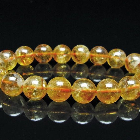 シトリン ブレスレット 虹入り 11mm シトリンクォーツ ブレスメール便可 一点物 111-50437