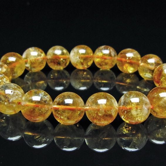 シトリン ブレスレット 虹入り 12mm シトリンクォーツ ブレスメール便可 一点物 111-50438