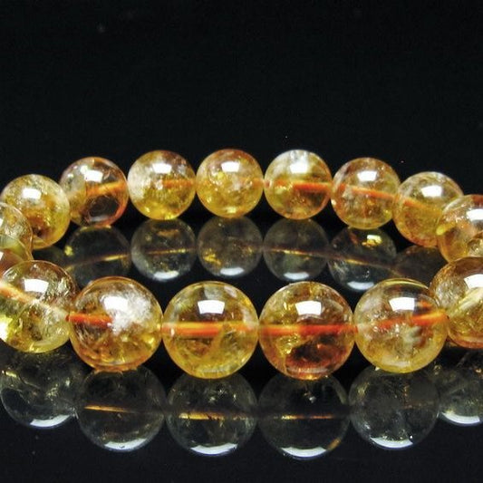 シトリン ブレスレット 虹入り 12mm シトリンクォーツ ブレスメール便可 一点物 111-50440