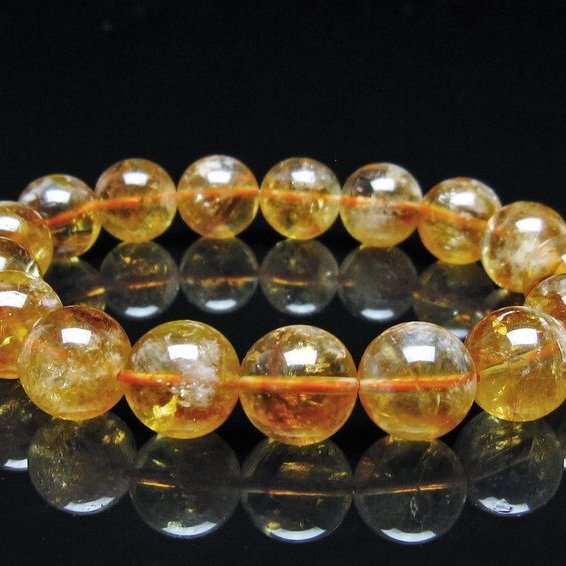 シトリン ブレスレット 虹入り 12mm シトリンクォーツ ブレスメール便可 一点物 111-50441