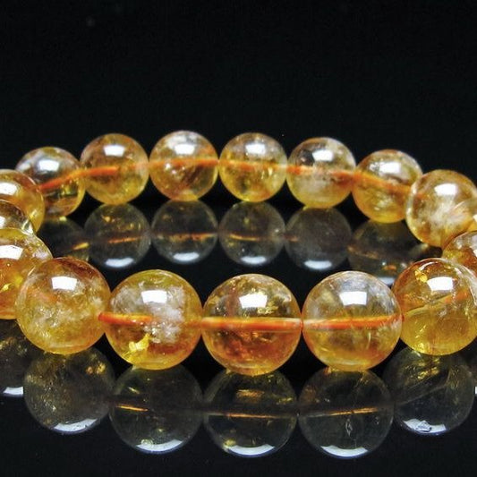 シトリン ブレスレット 虹入り 12mm シトリンクォーツ ブレスメール便可 一点物 111-50441
