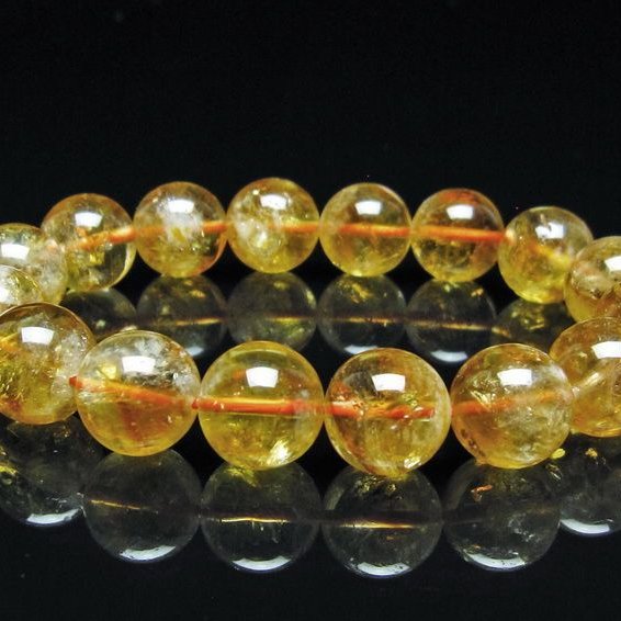 シトリン ブレスレット 虹入り 13mm シトリンクォーツ ブレスメール便可 一点物 111-50442