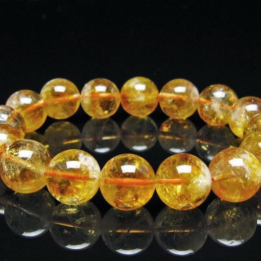 シトリン ブレスレット 虹入り 13mm シトリンクォーツ ブレスメール便可 一点物 111-50443