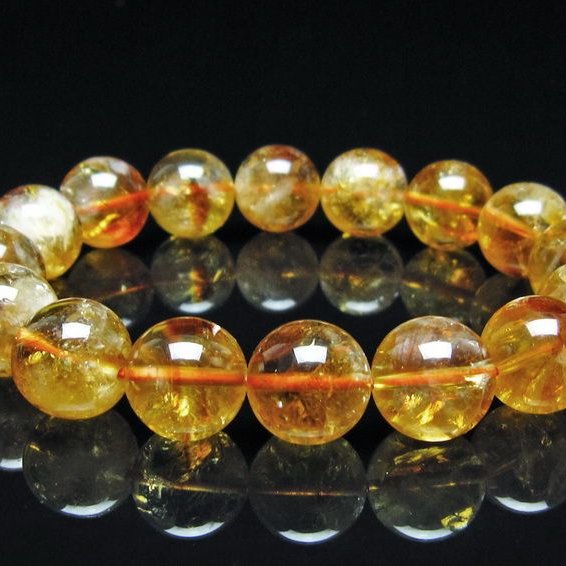 シトリン ブレスレット 虹入り 13mm シトリンクォーツ ブレスメール便可 一点物 111-50444