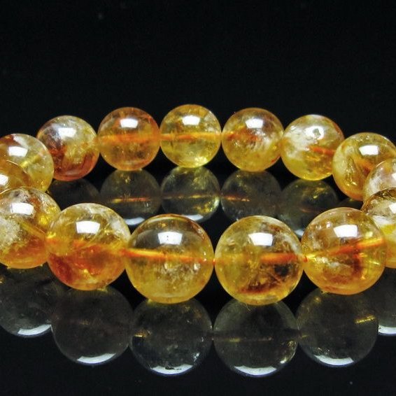 シトリン ブレスレット 虹入り 14mm シトリンクォーツ ブレスメール便可 一点物 111-50445