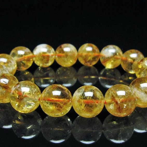 シトリン ブレスレット 虹入り 13mm シトリンクォーツ ブレスメール便可 一点物 111-50446