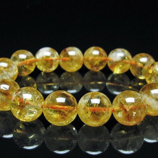 シトリン ブレスレット 虹入り 13mm シトリンクォーツ ブレスメール便可 一点物 111-50446