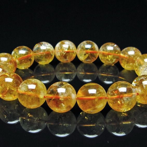 シトリン ブレスレット 虹入り 13mm シトリンクォーツ ブレスメール便可 一点物 111-50447