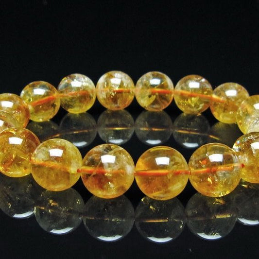 シトリン ブレスレット 虹入り 13mm シトリンクォーツ ブレスメール便可 一点物 111-50447