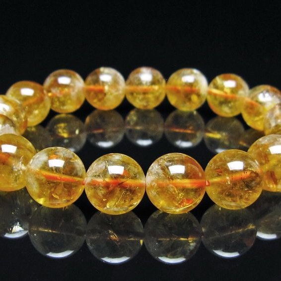 シトリン ブレスレット 虹入り 12mm シトリンクォーツ ブレスメール便可 一点物 111-50449