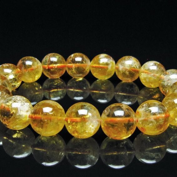 シトリン ブレスレット 虹入り 12mm シトリンクォーツ ブレスメール便可 一点物 111-50450