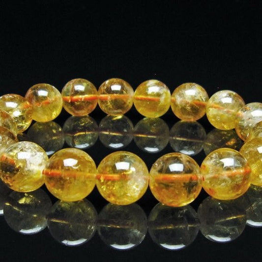 シトリン ブレスレット 虹入り 12mm シトリンクォーツ ブレスメール便可 一点物 111-50450