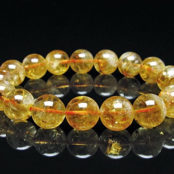 シトリン ブレスレット 虹入り 12mm シトリンクォーツ ブレスメール便可 一点物 111-50451