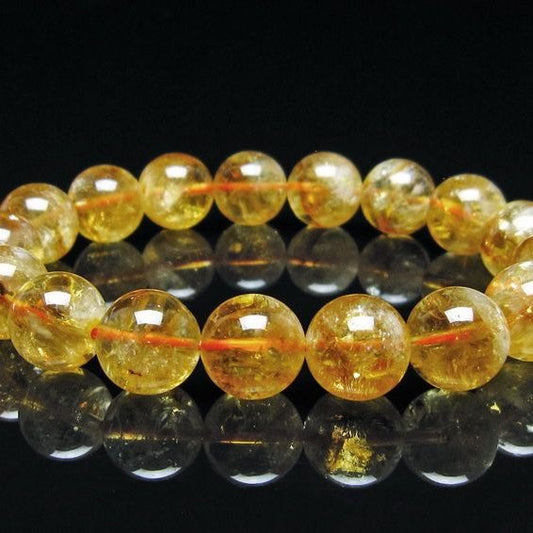 シトリン ブレスレット 虹入り 12mm シトリンクォーツ ブレスメール便可 一点物 111-50451