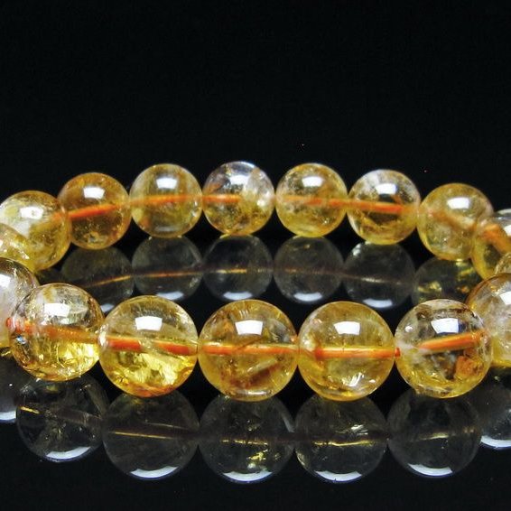 シトリン ブレスレット 虹入り 12mm シトリンクォーツ ブレスメール便可 一点物 111-50452