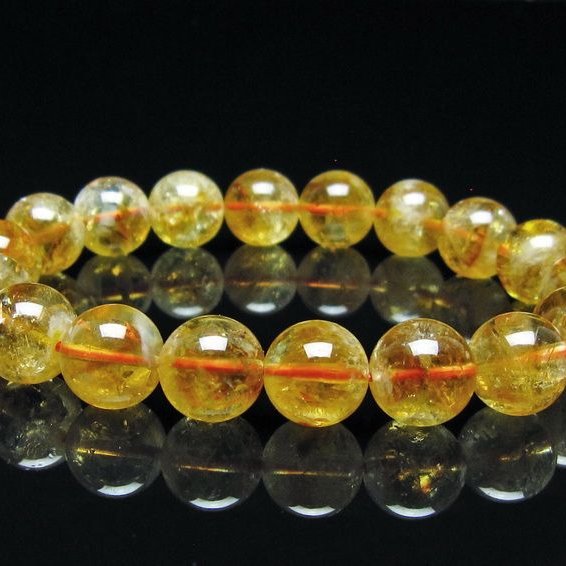 シトリン ブレスレット 虹入り 11mm シトリンクォーツ ブレスメール便可 一点物 111-50453