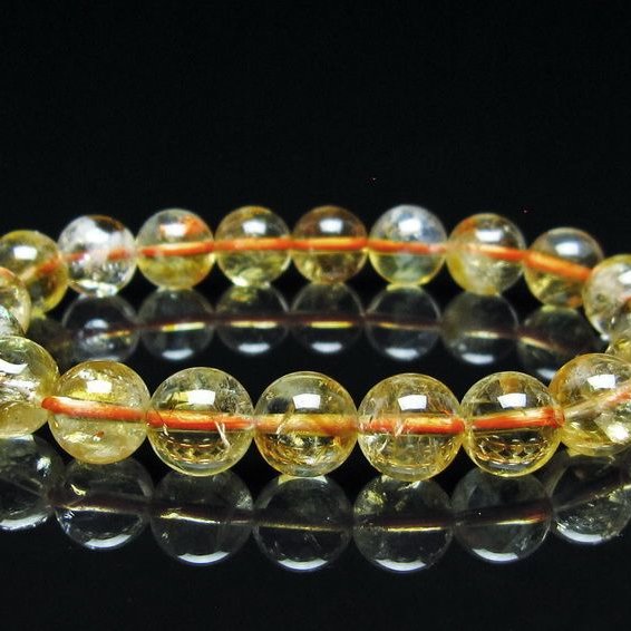 シトリン ブレスレット 虹入り 9mm シトリンクォーツ ブレスメール便可 一点物 111-50460