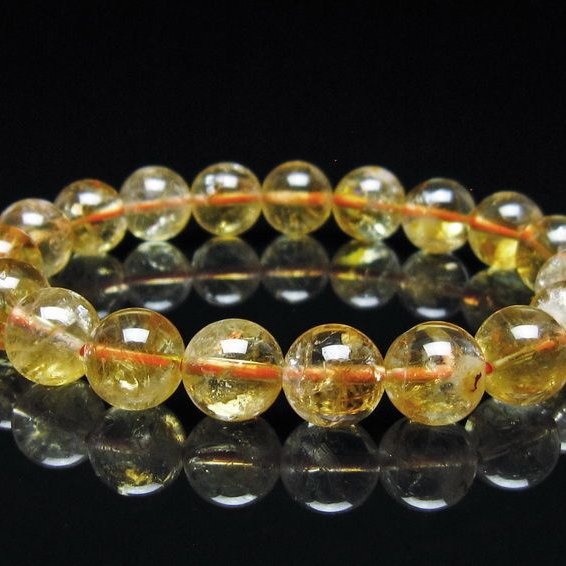 シトリン ブレスレット 虹入り 10mm シトリンクォーツ ブレスメール便可 一点物 111-50461