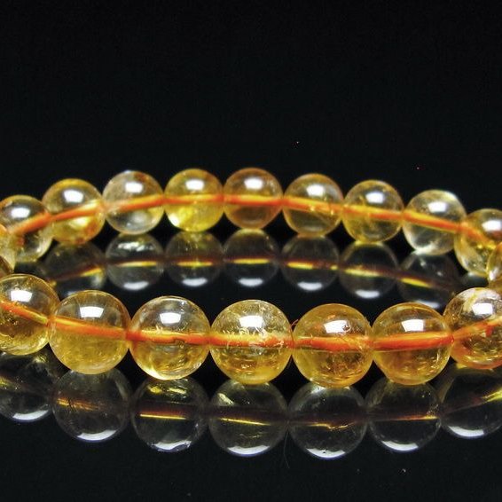 シトリン ブレスレット 虹入り 9mm シトリンクォーツ ブレスメール便可 一点物 111-50463