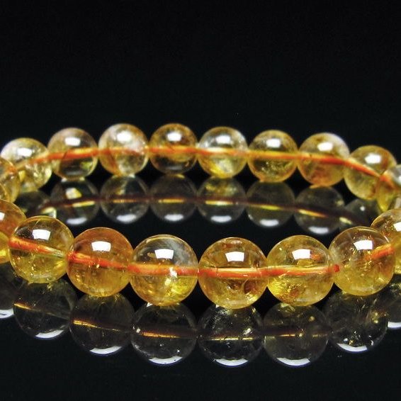 シトリン ブレスレット 虹入り 9mm シトリンクォーツ ブレスメール便可 一点物 111-50471