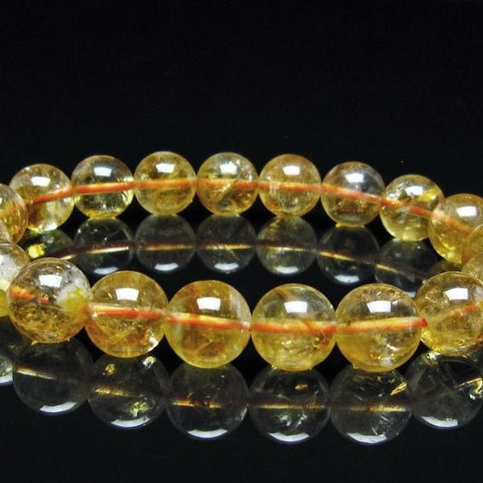 シトリン ブレスレット 虹入り 11mm シトリンクォーツ ブレスメール便可 一点物 111-50473
